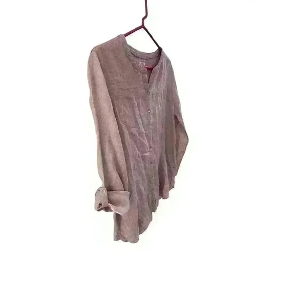 100% Irish‎ Linen Button Up Shirt Size Medium M Sigrid Olsen Coastal Natural - Picture 3 of 16